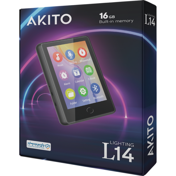 Akito L14 kosher MP3 player with package